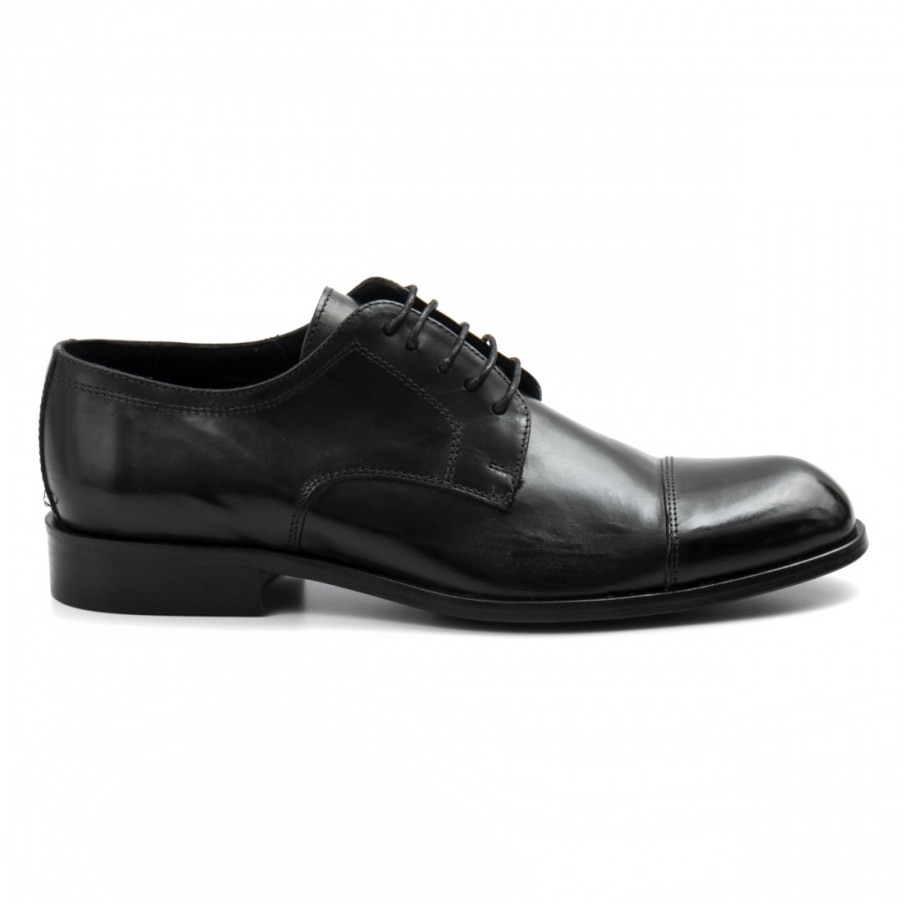 Manner SANGIORGIO Schnuren | Jp David Derby Herrenschuhe Aus Schwarzem Weichem Leder