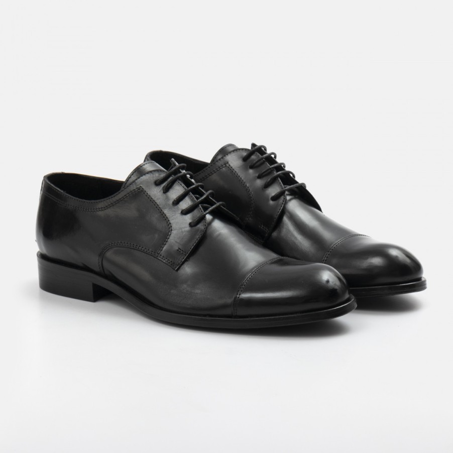 Manner SANGIORGIO Schnuren | Jp David Derby Herrenschuhe Aus Schwarzem Weichem Leder