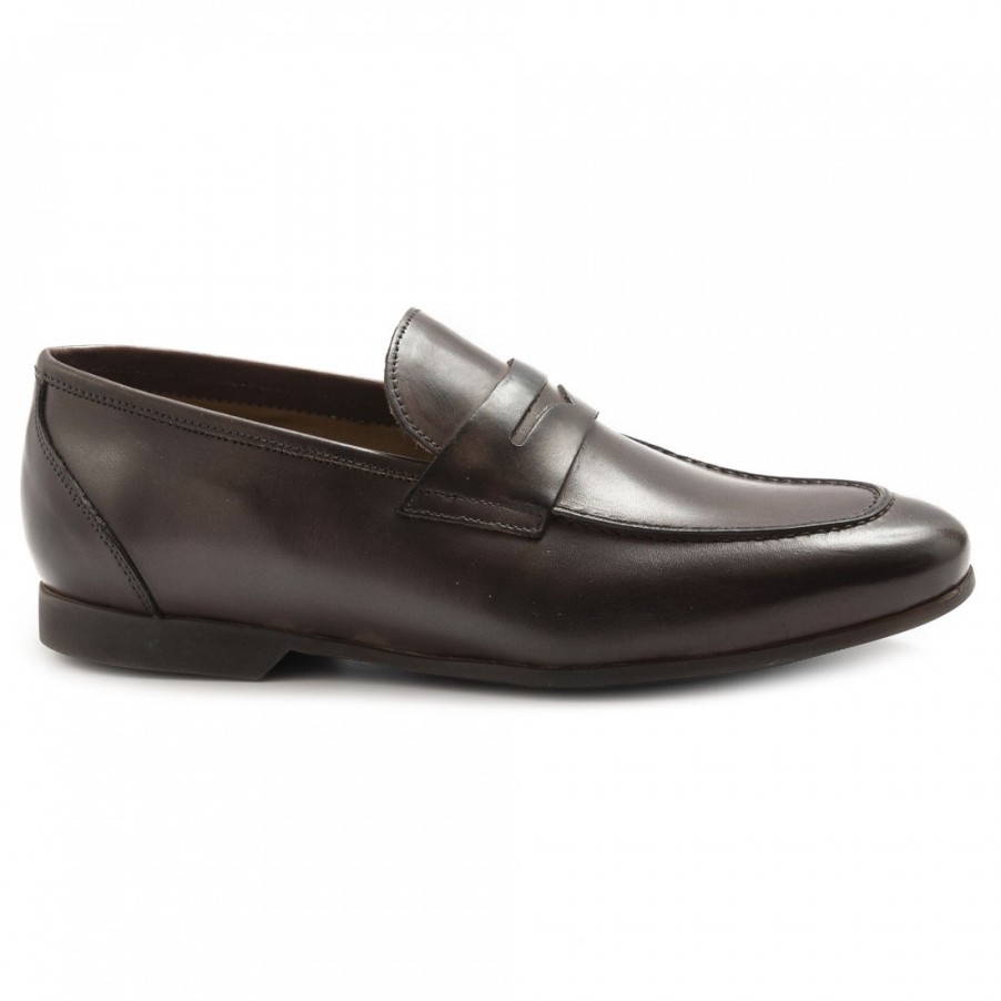 Manner SANGIORGIO Slipper | Sangiorgio-Loafer Fur Herren Aus Braunem Leder