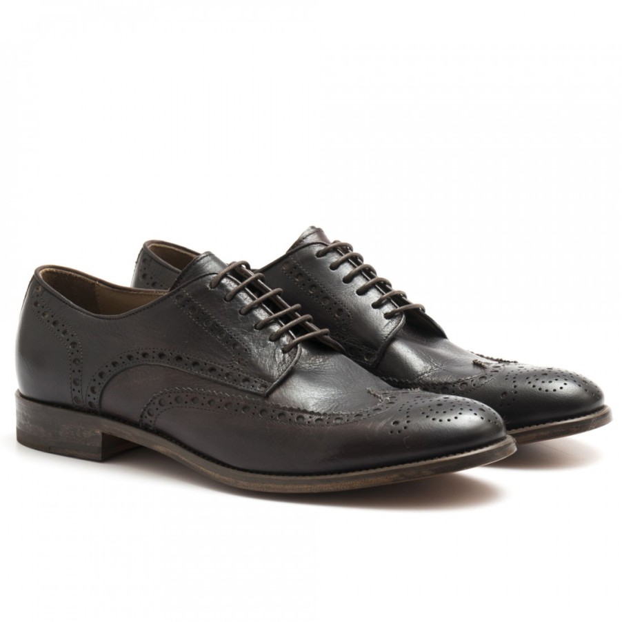 Manner SANGIORGIO Schnuren | Braune J. Wilton Full Brogue Derby-Schuhe Aus Leder