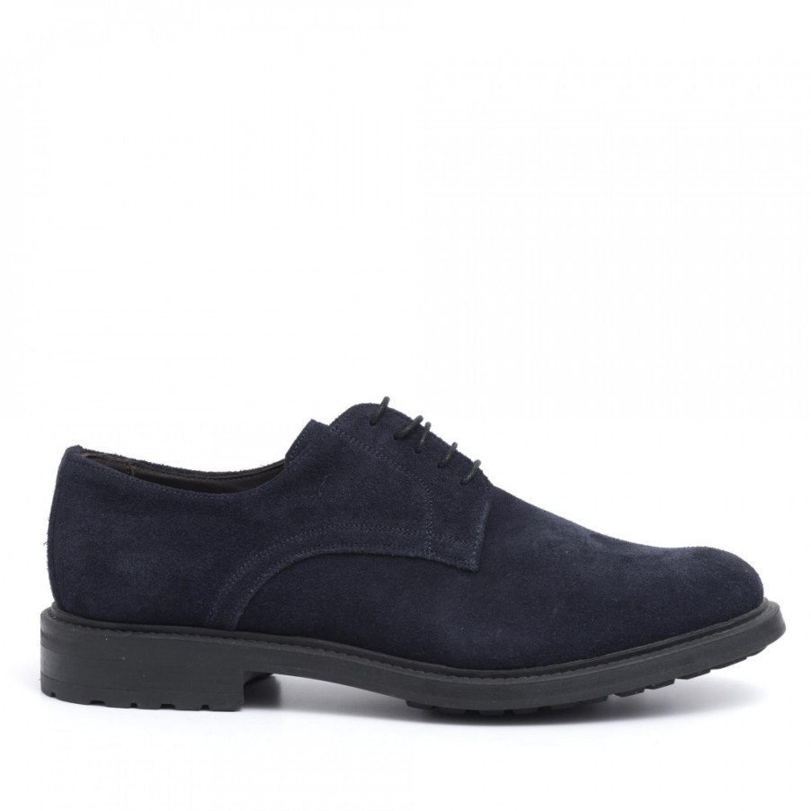 Manner SANGIORGIO Schnuren | Derby-Schuhe Aus Blauem Wildleder