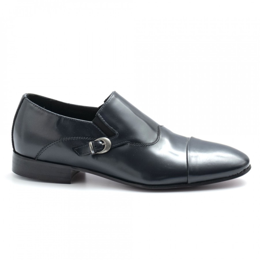 Manner SANGIORGIO Monchsriemen | Blaue Eveet-Monkriemenschuhe Aus Geburstetem Leder