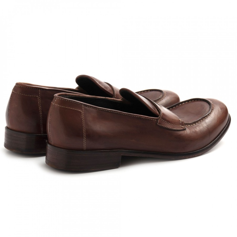 Manner SANGIORGIO Slipper | Jp David Herren-Mokassin Aus Braunem, Weichem Leder