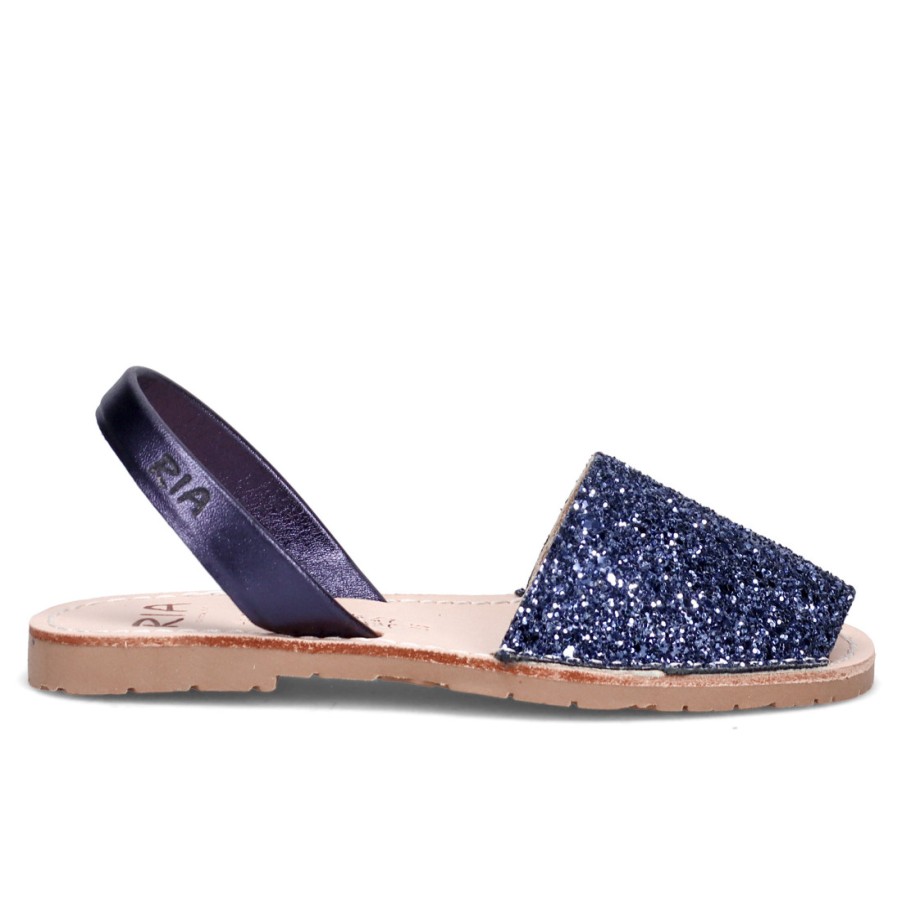 Frauen SANGIORGIO Sandalen | Ria Menorca Menorcan Sandale In Blauem Glitzer