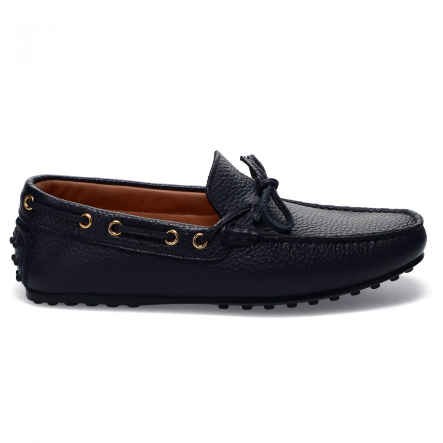 Manner SANGIORGIO Slipper | Rossano Bisconti City Gommino Mokassin Aus Blauem Wildleder