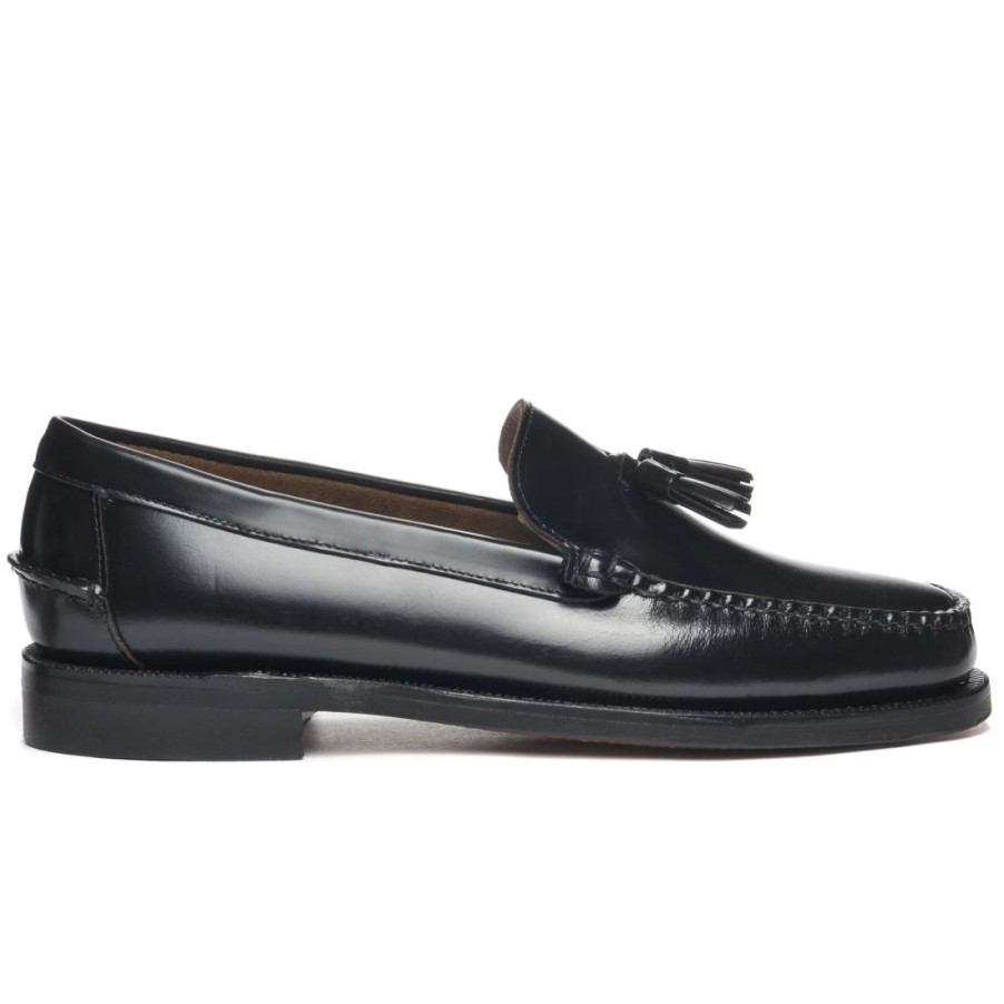 Manner SANGIORGIO Slipper | Sebago Classic Will Schwarzer Herren-Loafer Mit Quasten