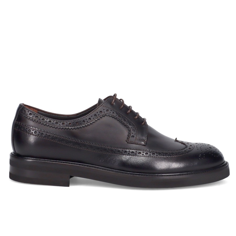 Manner SANGIORGIO Schnuren | Dunkelbrauner Formeller Derby-Schuh Von Jerold Wilton Aus Geschmeidigem Leder