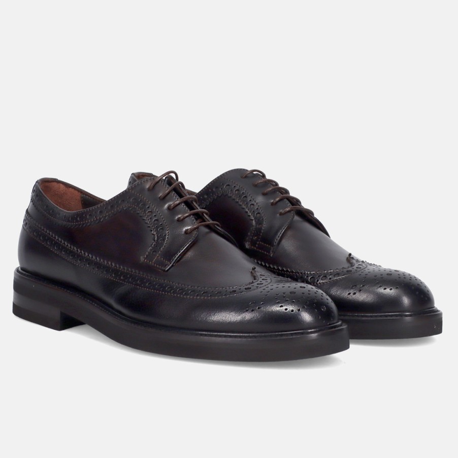 Manner SANGIORGIO Schnuren | Dunkelbrauner Formeller Derby-Schuh Von Jerold Wilton Aus Geschmeidigem Leder