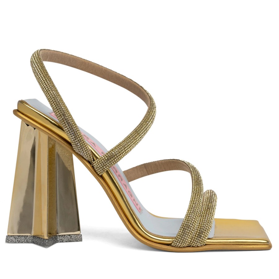 Frauen SANGIORGIO Sandalen | Chiara Ferragni Andromeda Strass Gold Sandale Mit Sternabsatz