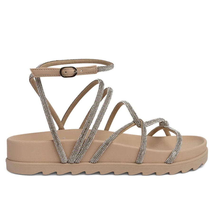 Frauen SANGIORGIO Sandalen | Chiara Ferragni Cable Caramel Strass Sandale Mit Strasssteinen