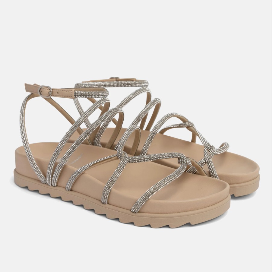 Frauen SANGIORGIO Sandalen | Chiara Ferragni Cable Caramel Strass Sandale Mit Strasssteinen