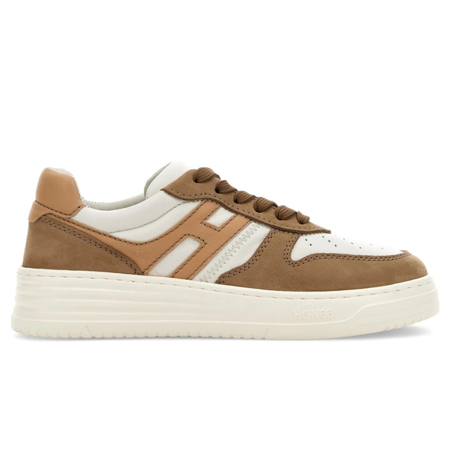 Frauen SANGIORGIO Turnschuhe | Hogan H630 Damen-Sneaker In Elfenbein, Braun Und Beige