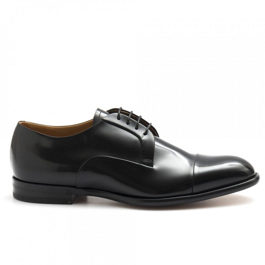 Manner SANGIORGIO Schnuren | Schwarze Fabi Alexandr Derby-Schuhe Aus Geburstetem Leder