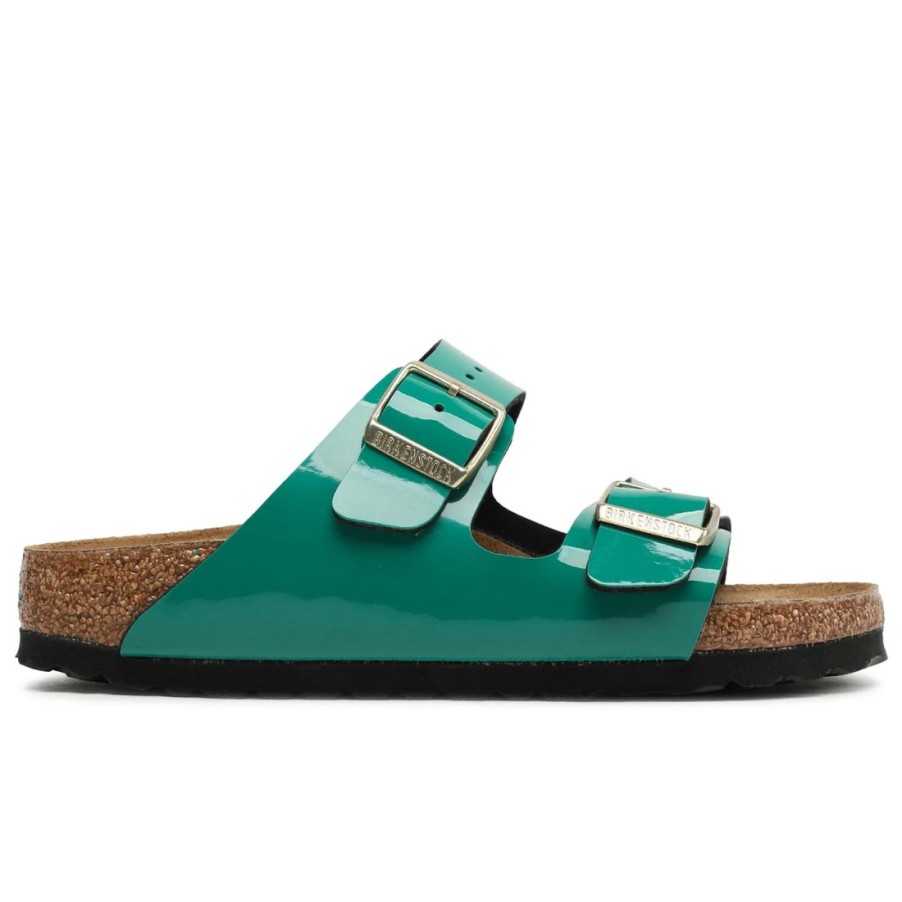 Frauen SANGIORGIO Sandalen | Birkenstock Arizona Patent Digital Green Slipper