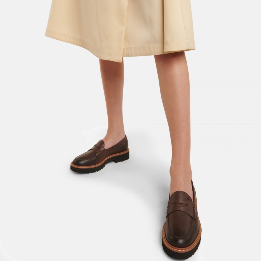 Frauen SANGIORGIO Slipper | Hogan H543 Penny Loafer Mokassin Aus Braunem Leder