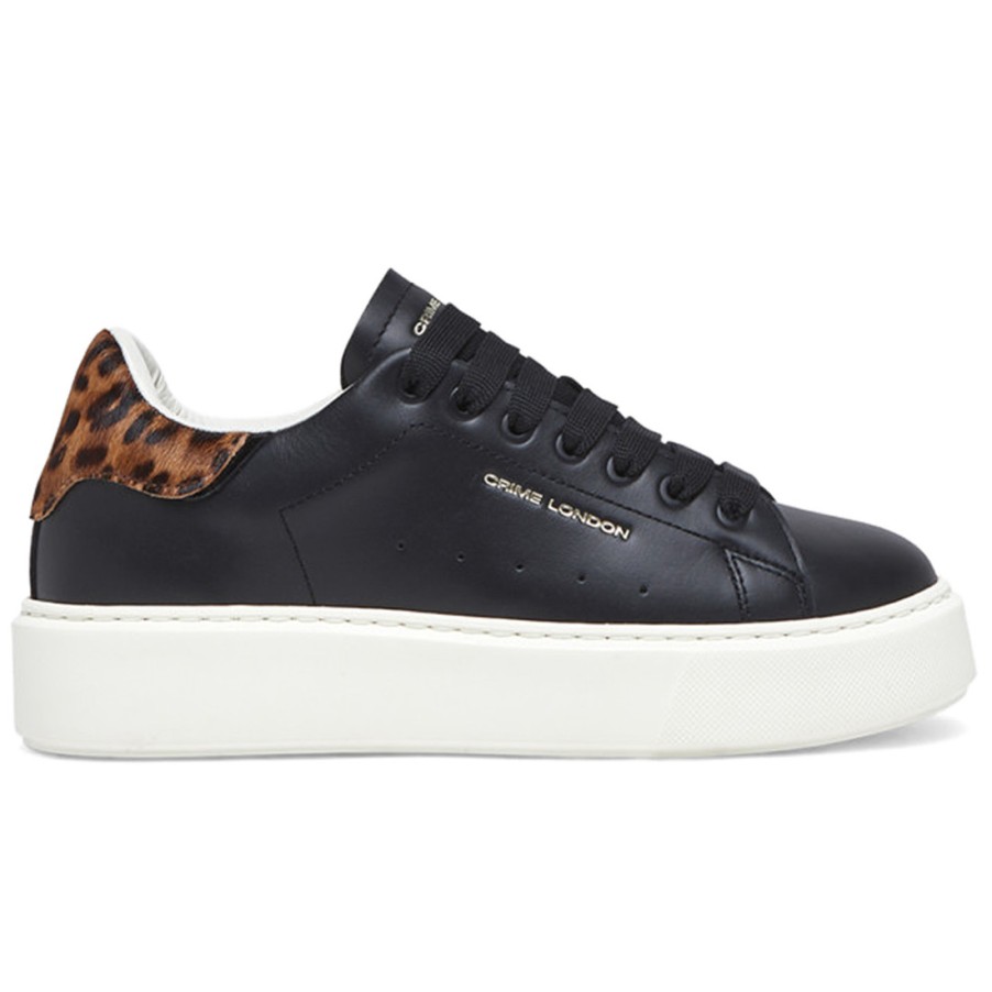 Frauen SANGIORGIO Turnschuhe | Crime London Elevate Damen-Sneaker In Schwarz Und Animalier