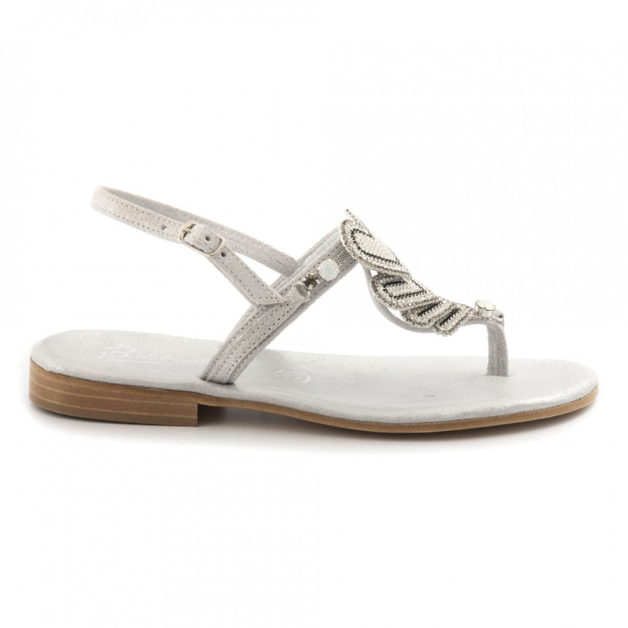 Frauen SANGIORGIO Sandalen | Silberne Balduccelli-Flip-Flop-Sandalen Mit Herzen