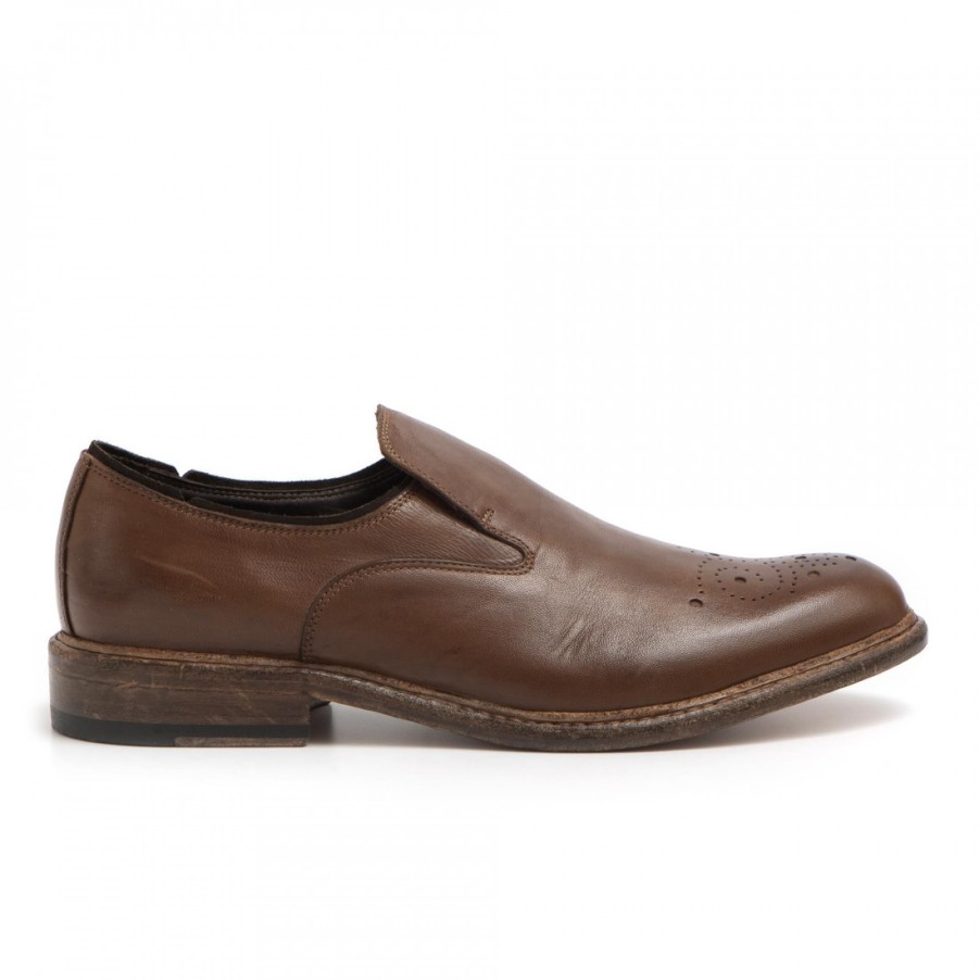 Manner SANGIORGIO Schnuren | Halbbrogue-Slipper Aus Braunem Leder