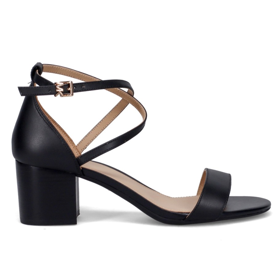 Frauen SANGIORGIO Sandalen | Michael Kors Serena Flex Schwarze Sandale Mit Mittlerem Absatz