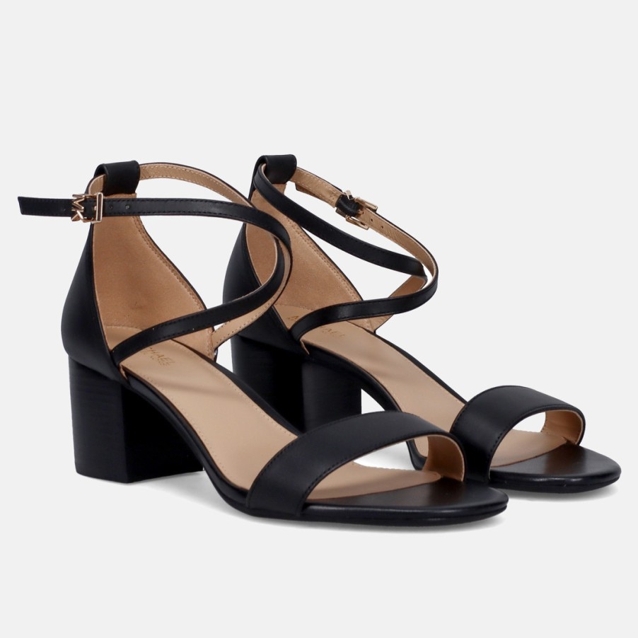 Frauen SANGIORGIO Sandalen | Michael Kors Serena Flex Schwarze Sandale Mit Mittlerem Absatz