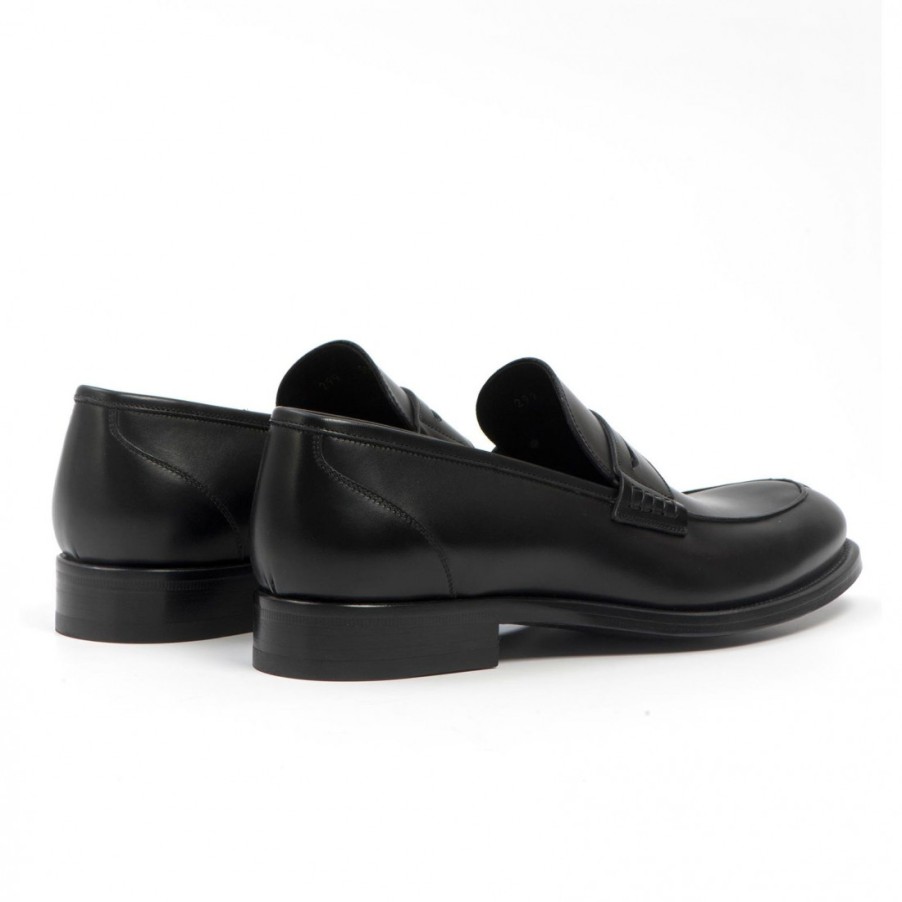 Manner SANGIORGIO Slipper | Handgefertigte Jerold Wilton Mokassins Aus Schwarzem Leder