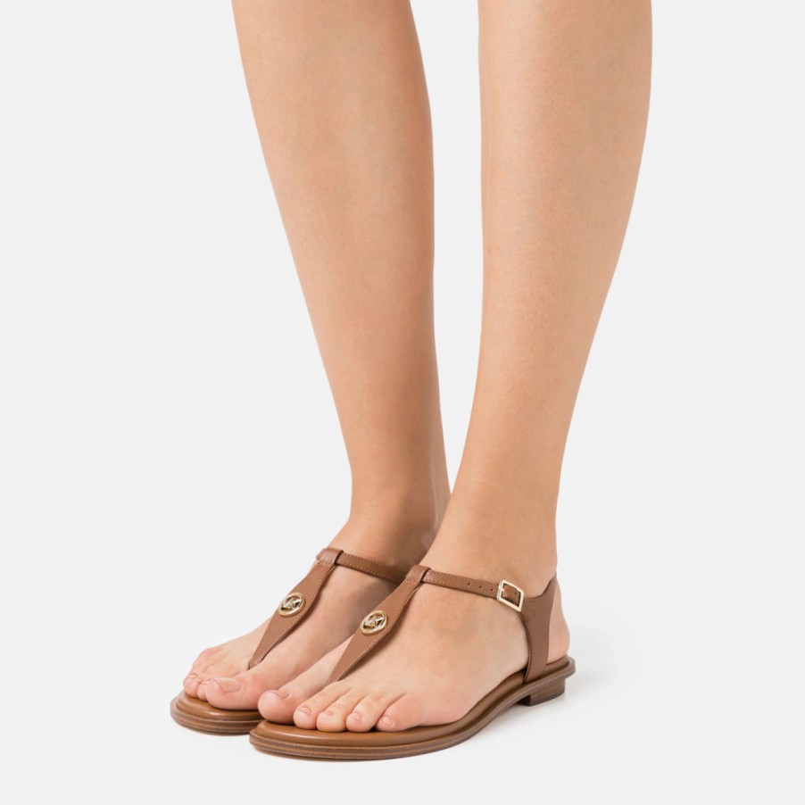 Frauen SANGIORGIO Sandalen | Michael Kors Mallory Zehenstegsandale Aus Braunem Leder