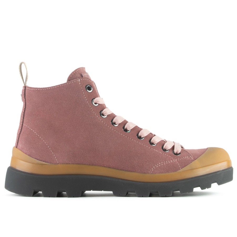 Frauen SANGIORGIO Stiefeletten | Panchic P03 Damen-Schnurstiefelette Aus Rosa Wildleder Mit Gummispitze