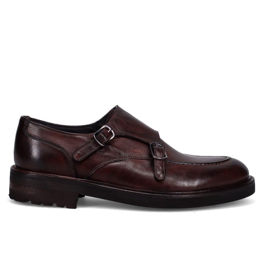 Manner SANGIORGIO Monchsriemen | Jerold Wilton Double Monk Strap Schuh Aus Braunem Leder