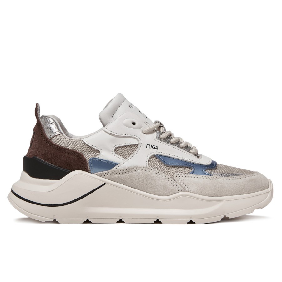 Frauen SANGIORGIO Turnschuhe | Date Fuga Dragon Sneakers In Weis, Hellblau Und Braun