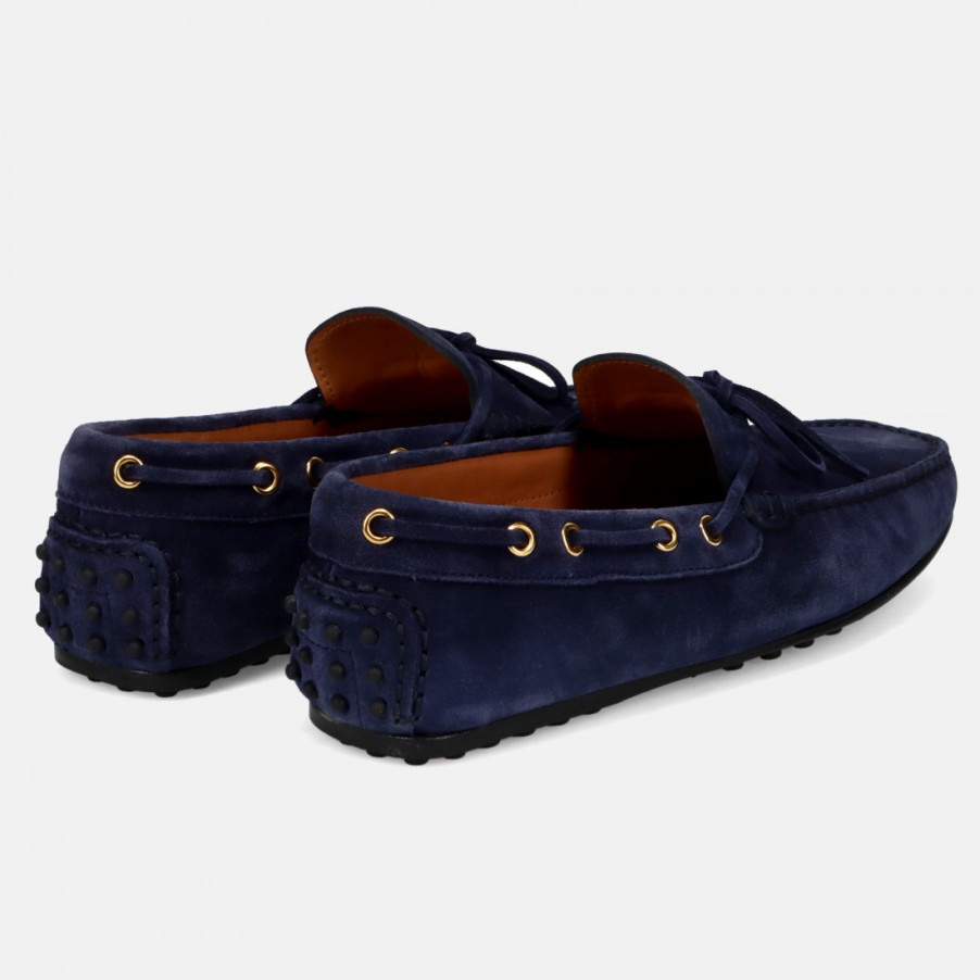 Manner SANGIORGIO Slipper | Rossano Bisconti City Gommino Mokassin Aus Blauem Wildleder