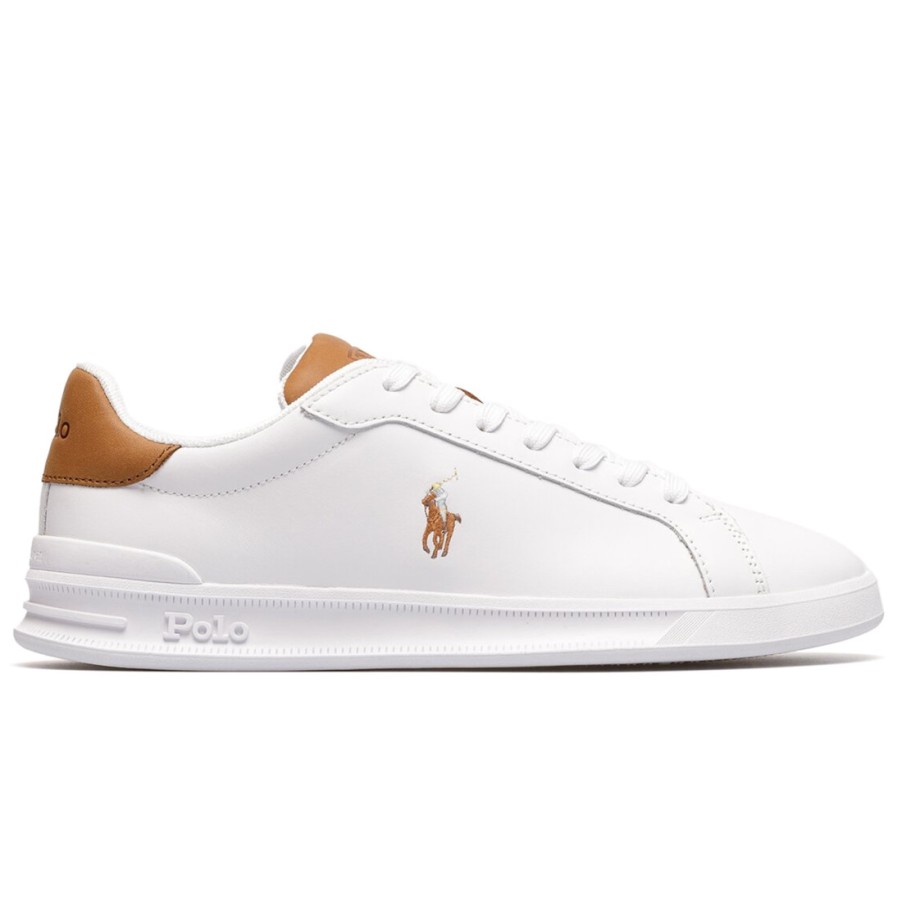 Manner SANGIORGIO Turnschuhe | Polo Ralph Lauren Heritage Court Ii Sneaker In Weis Und Hellbraun