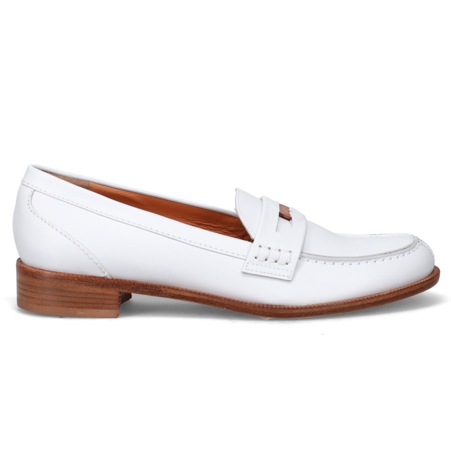 Frauen SANGIORGIO Slipper | Grelis Penny Loafer Mokassin Fur Damen Aus Weisem Leder