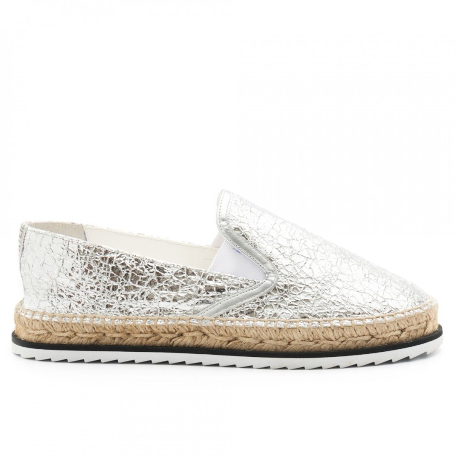 Frauen SANGIORGIO Slipper | Silberne Kendall + Kylie Envy Espadrillas Zum Hineinschlupfen