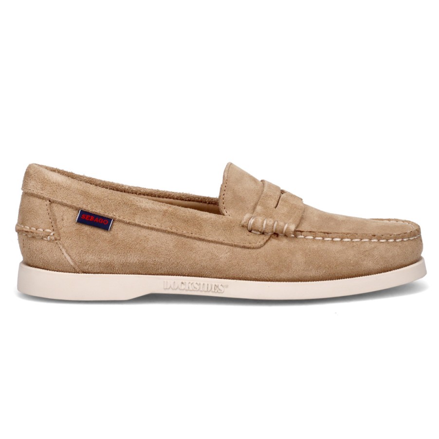 Manner SANGIORGIO Slipper | Sebago Dan Boat Flesh Out Beige Camel Wildleder Herren Mokassin