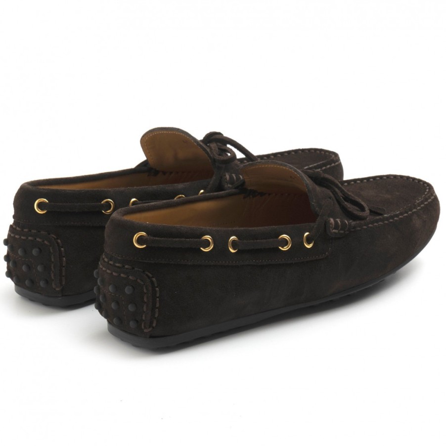 Manner SANGIORGIO Slipper | Rossano Busconti City Gommino Mokassin Aus Dunkelbraunem Wildleder