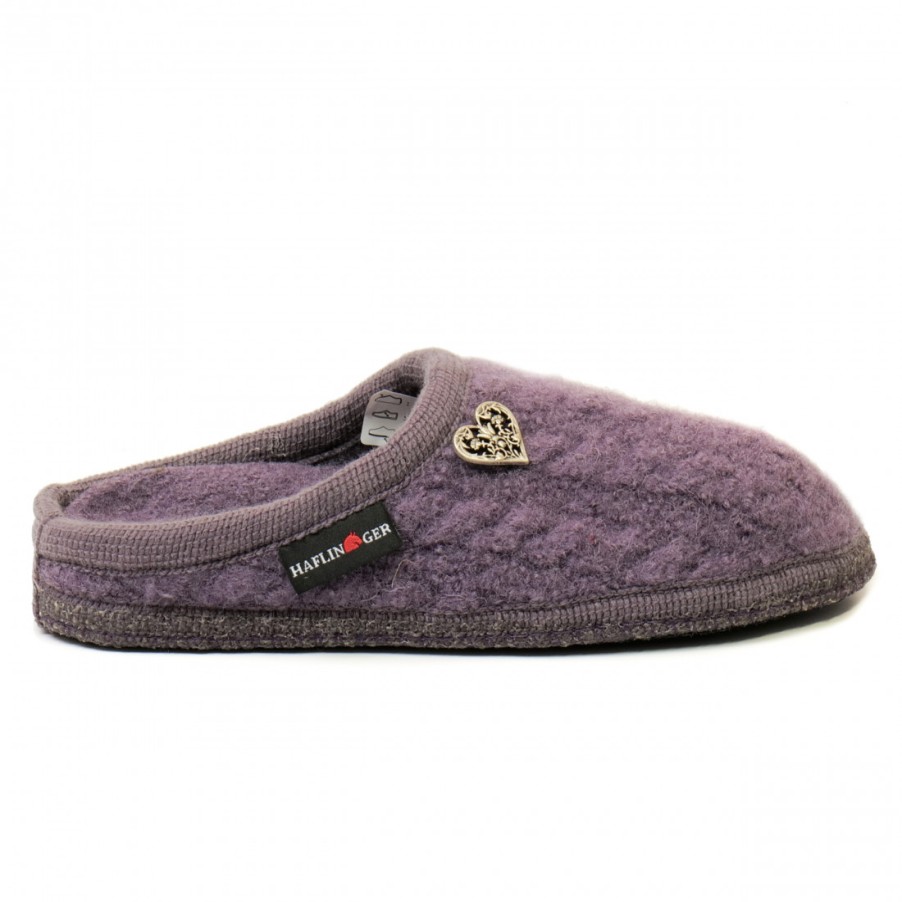 Frauen SANGIORGIO Sandalen | Haflinger Herzel Aubergine Lila Wollhausschuhe