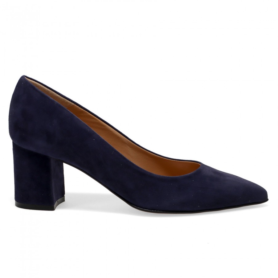 Frauen SANGIORGIO Pumps | Sangiorgio-Pumps Aus Blauem Wildleder Mit Mittlerem Absatz