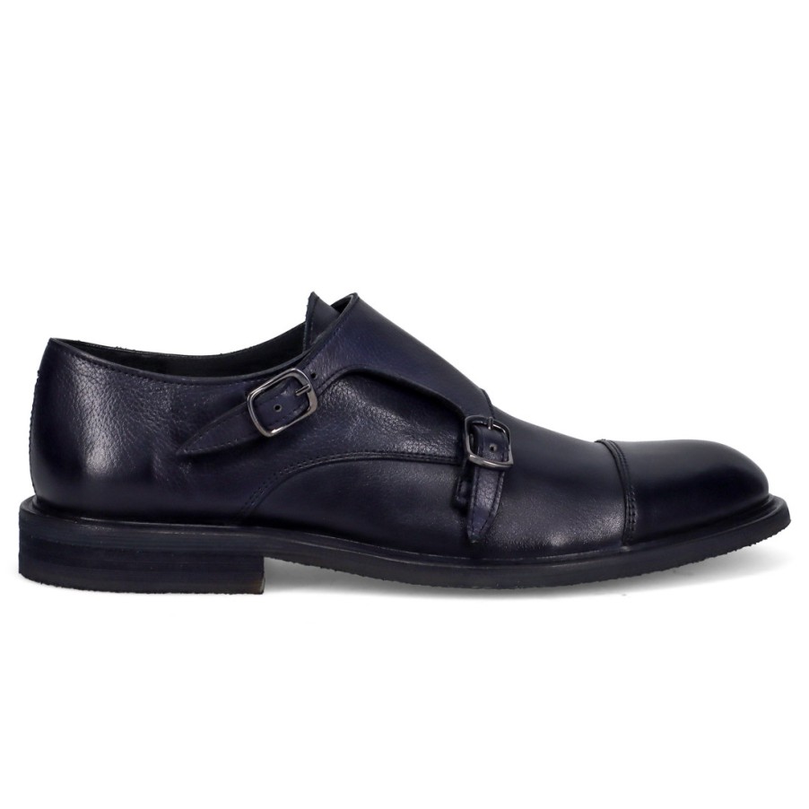 Manner SANGIORGIO Monchsriemen | Jerold Wilton Midnight Blue Double Monk Straps Schuh Aus Weichem Leder