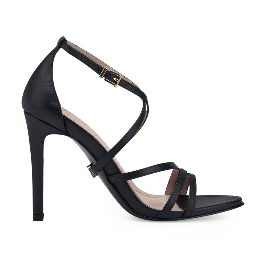 Frauen SANGIORGIO Sandalen | Elegante Schwarze Tamaris-Sandale Mit Gekreuzten Riemen Und Stiletto-Absatz