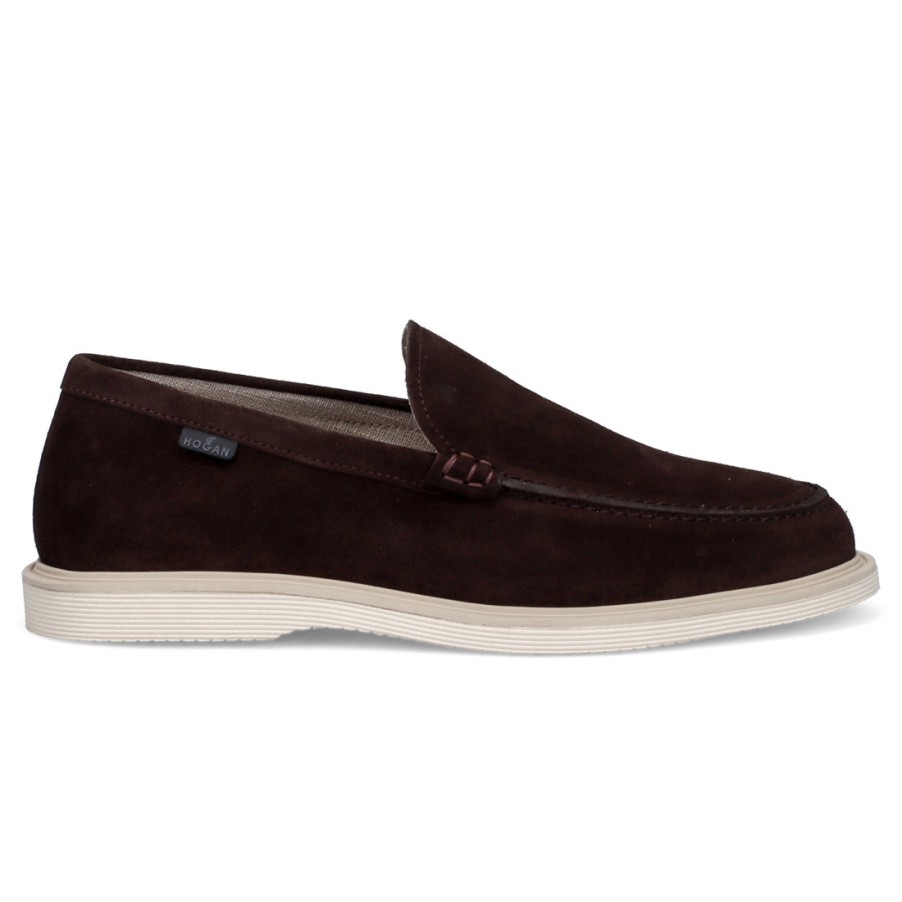 Manner SANGIORGIO Slipper | Dunkelbrauner Hogan H616 Herrenmokassin Aus Wildleder