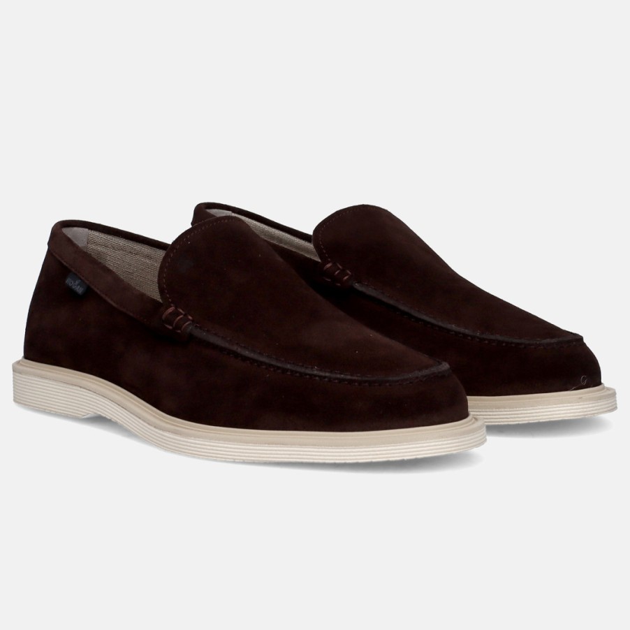 Manner SANGIORGIO Slipper | Dunkelbrauner Hogan H616 Herrenmokassin Aus Wildleder