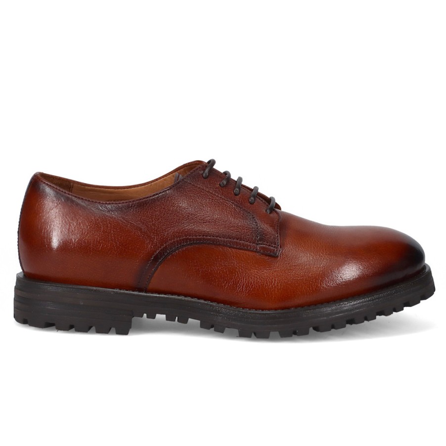 Manner SANGIORGIO Schnuren | Sturlini Herren-Derby-Schuh Aus Hellbraunem Leder