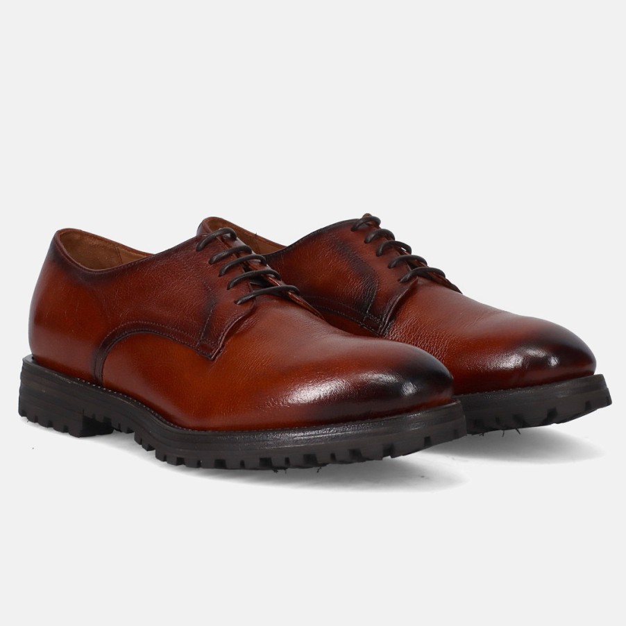 Manner SANGIORGIO Schnuren | Sturlini Herren-Derby-Schuh Aus Hellbraunem Leder