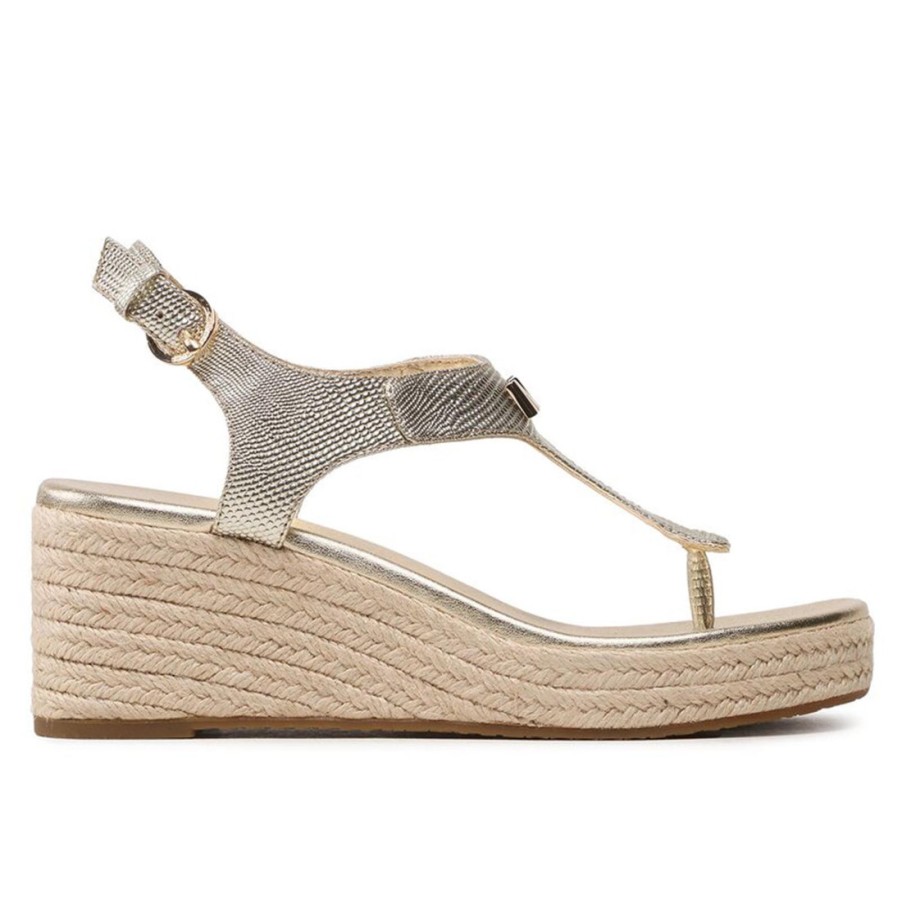 Frauen SANGIORGIO Sandalen | Michael Kors Laney Pale Gold Damensandalen Aus Leder