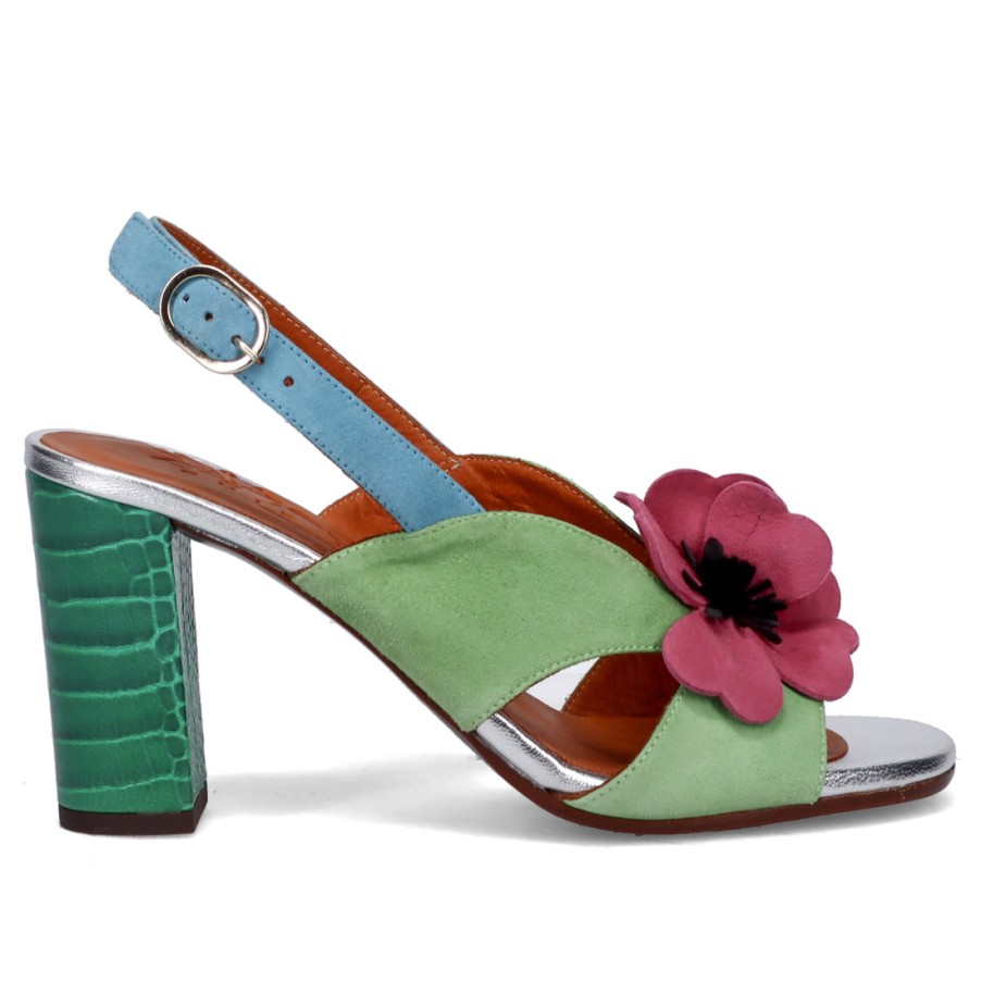 Frauen SANGIORGIO Sandalen | Chie Mihara Beiko Mehrfarbige Sandale Mit Rosa Blume