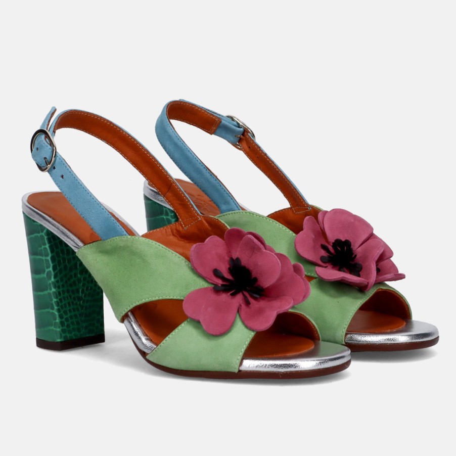 Frauen SANGIORGIO Sandalen | Chie Mihara Beiko Mehrfarbige Sandale Mit Rosa Blume