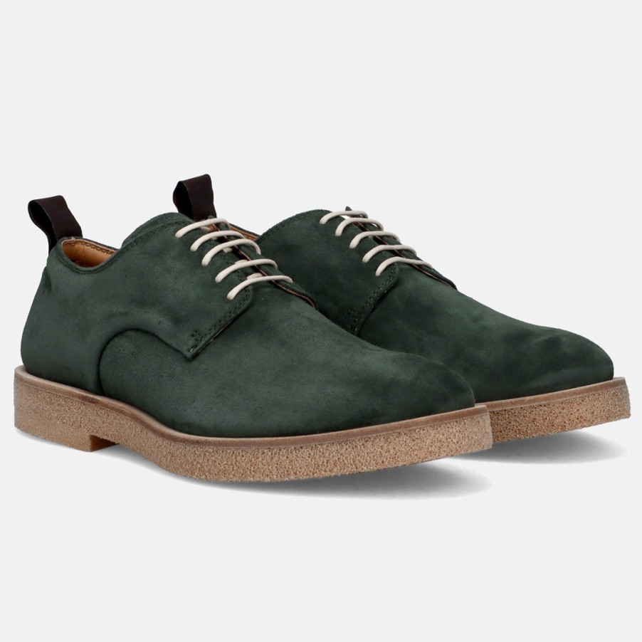 Manner SANGIORGIO Schnuren | Sturlini Derby-Schnurschuh Aus Weichem Grunem Wildleder