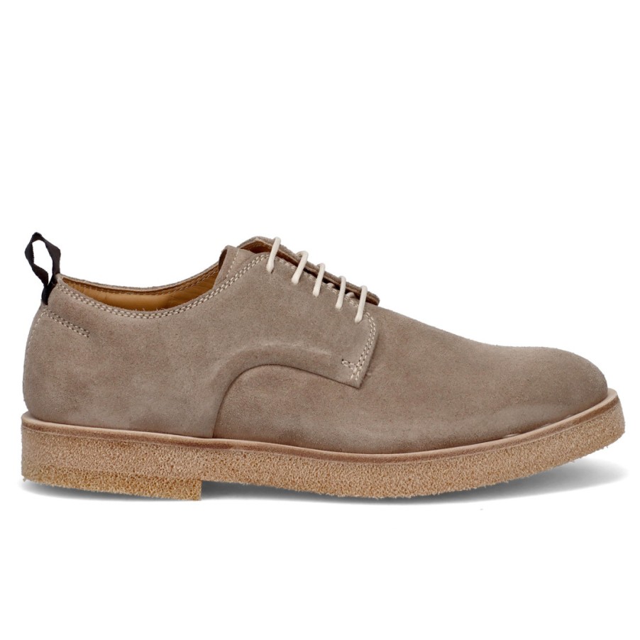 Manner SANGIORGIO Schnuren | Sturlini Derby-Schnurschuh Aus Weichem Taupefarbenem Wildleder