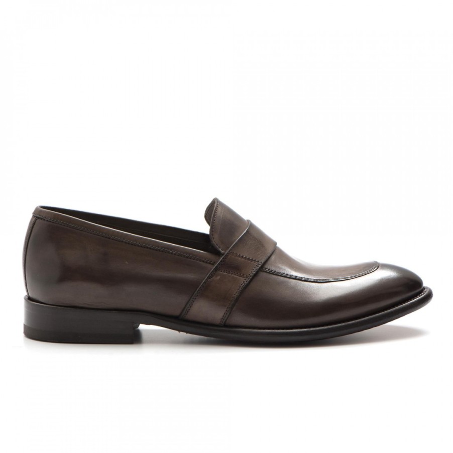 Manner SANGIORGIO Slipper | Mokassin Aus Handgewachstem Braunem Leder