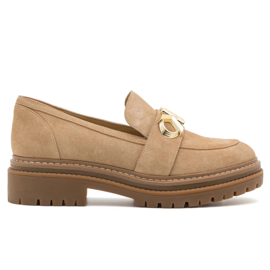 Frauen SANGIORGIO Slipper | Michael Kors Parker Lug Loafer Aus Kamelfarbenem Wildleder